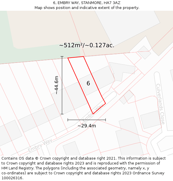 6, EMBRY WAY, STANMORE, HA7 3AZ: Plot and title map