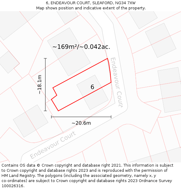 6, ENDEAVOUR COURT, SLEAFORD, NG34 7XW: Plot and title map