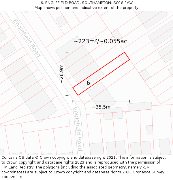 6, ENGLEFIELD ROAD, SOUTHAMPTON, SO18 1AW: Plot and title map