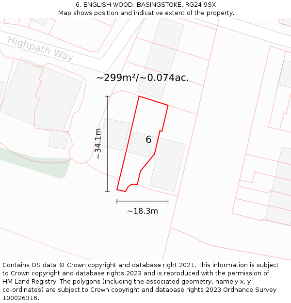 6, ENGLISH WOOD, BASINGSTOKE, RG24 9SX: Plot and title map