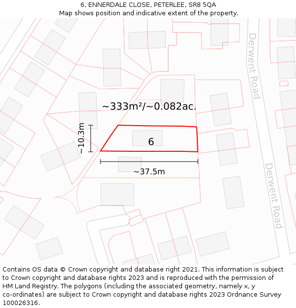 6, ENNERDALE CLOSE, PETERLEE, SR8 5QA: Plot and title map