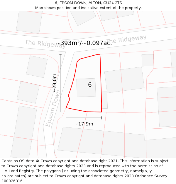 6, EPSOM DOWN, ALTON, GU34 2TS: Plot and title map