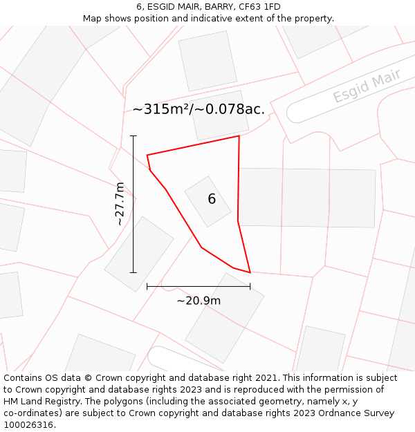 6, ESGID MAIR, BARRY, CF63 1FD: Plot and title map