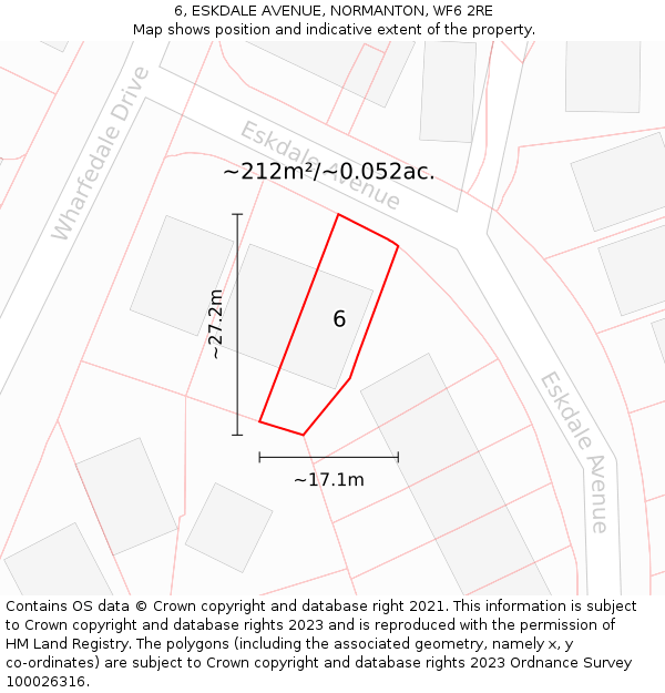 6, ESKDALE AVENUE, NORMANTON, WF6 2RE: Plot and title map