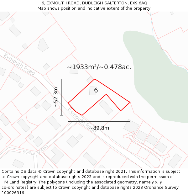 6, EXMOUTH ROAD, BUDLEIGH SALTERTON, EX9 6AQ: Plot and title map