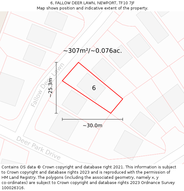 6, FALLOW DEER LAWN, NEWPORT, TF10 7JF: Plot and title map