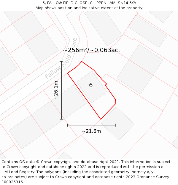 6, FALLOW FIELD CLOSE, CHIPPENHAM, SN14 6YA: Plot and title map
