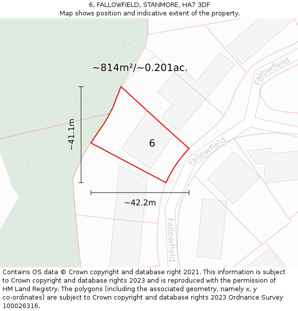 6, FALLOWFIELD, STANMORE, HA7 3DF: Plot and title map