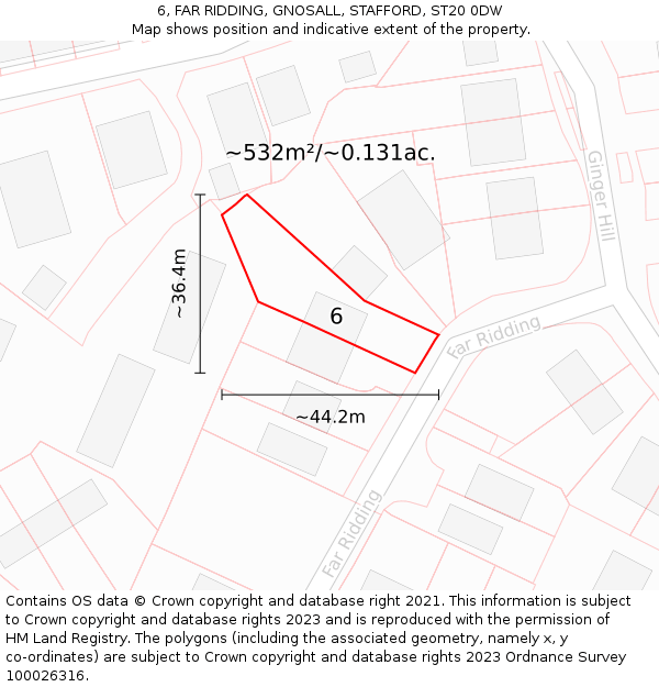 6, FAR RIDDING, GNOSALL, STAFFORD, ST20 0DW: Plot and title map