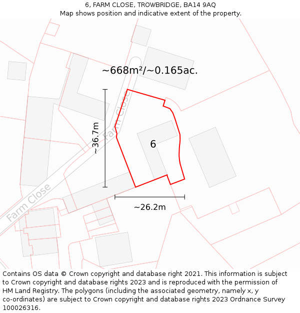 6, FARM CLOSE, TROWBRIDGE, BA14 9AQ: Plot and title map