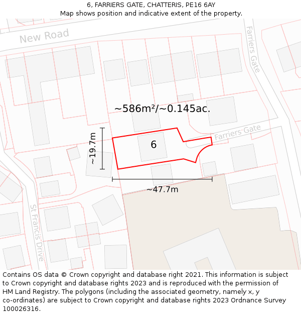 6, FARRIERS GATE, CHATTERIS, PE16 6AY: Plot and title map