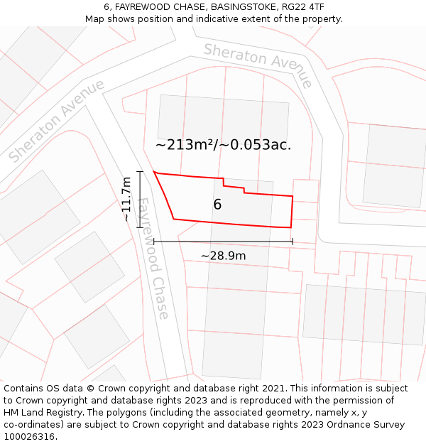 6, FAYREWOOD CHASE, BASINGSTOKE, RG22 4TF: Plot and title map