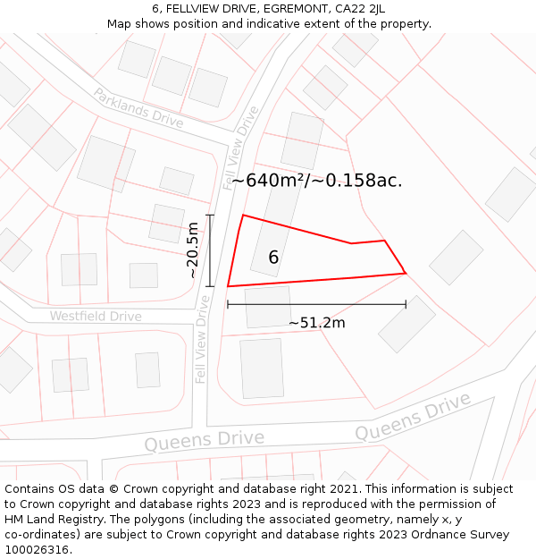 6, FELLVIEW DRIVE, EGREMONT, CA22 2JL: Plot and title map