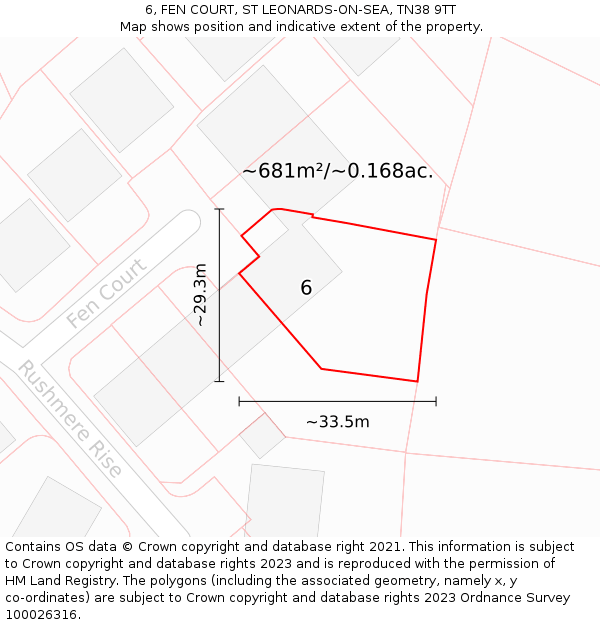 6, FEN COURT, ST LEONARDS-ON-SEA, TN38 9TT: Plot and title map