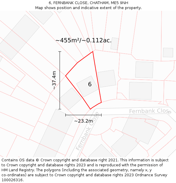 6, FERNBANK CLOSE, CHATHAM, ME5 9NH: Plot and title map