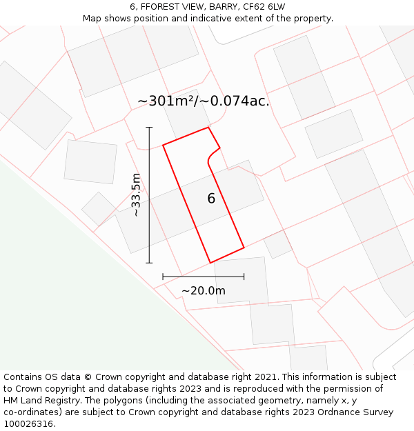 6, FFOREST VIEW, BARRY, CF62 6LW: Plot and title map