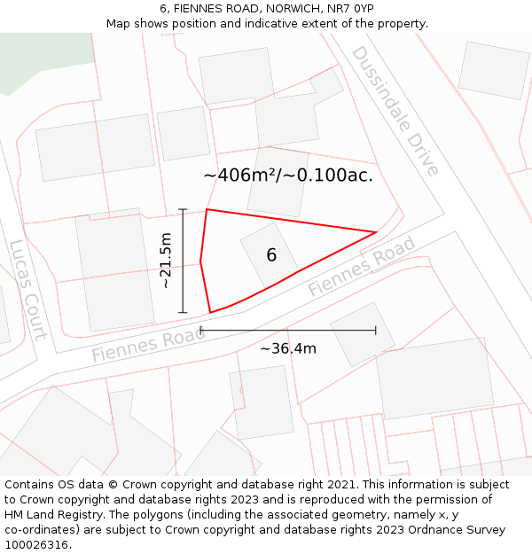 6, FIENNES ROAD, NORWICH, NR7 0YP: Plot and title map