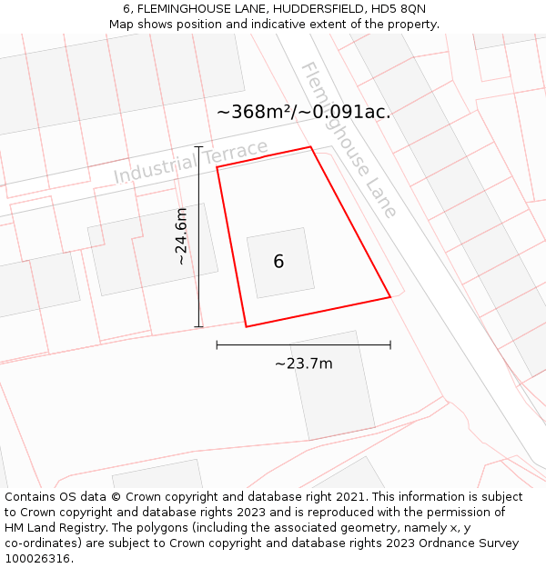 6, FLEMINGHOUSE LANE, HUDDERSFIELD, HD5 8QN: Plot and title map