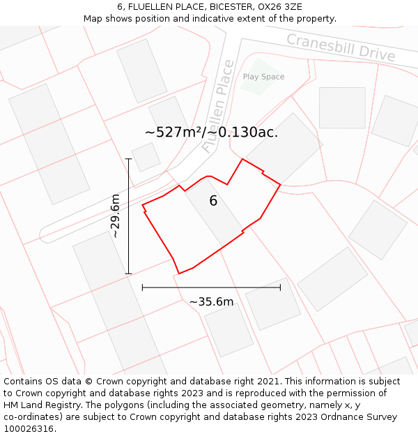 6, FLUELLEN PLACE, BICESTER, OX26 3ZE: Plot and title map