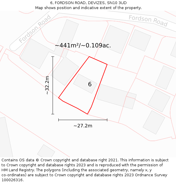 6, FORDSON ROAD, DEVIZES, SN10 3UD: Plot and title map