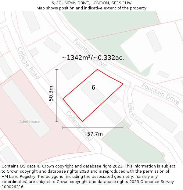 6, FOUNTAIN DRIVE, LONDON, SE19 1UW: Plot and title map