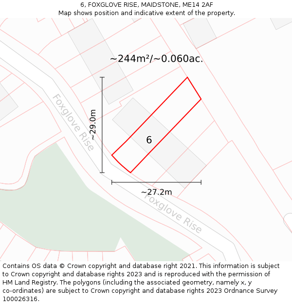 6, FOXGLOVE RISE, MAIDSTONE, ME14 2AF: Plot and title map