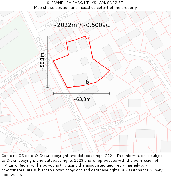 6, FRANE LEA PARK, MELKSHAM, SN12 7EL: Plot and title map