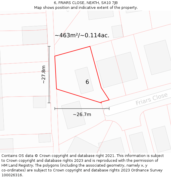 6, FRIARS CLOSE, NEATH, SA10 7JB: Plot and title map