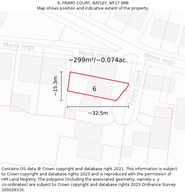 6, FRIARY COURT, BATLEY, WF17 9RB: Plot and title map