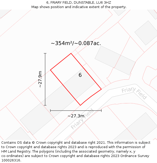 6, FRIARY FIELD, DUNSTABLE, LU6 3HZ: Plot and title map