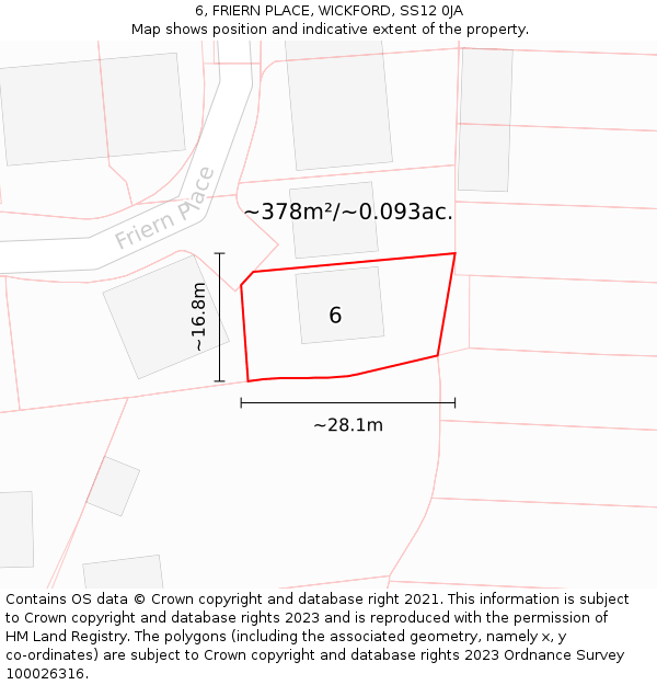 6, FRIERN PLACE, WICKFORD, SS12 0JA: Plot and title map