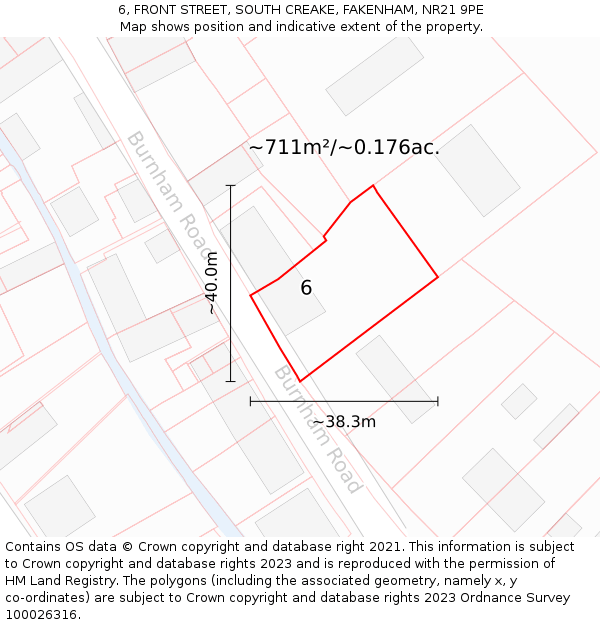 6, FRONT STREET, SOUTH CREAKE, FAKENHAM, NR21 9PE: Plot and title map