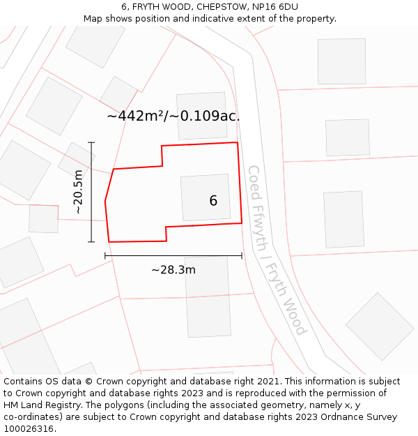 6, FRYTH WOOD, CHEPSTOW, NP16 6DU: Plot and title map