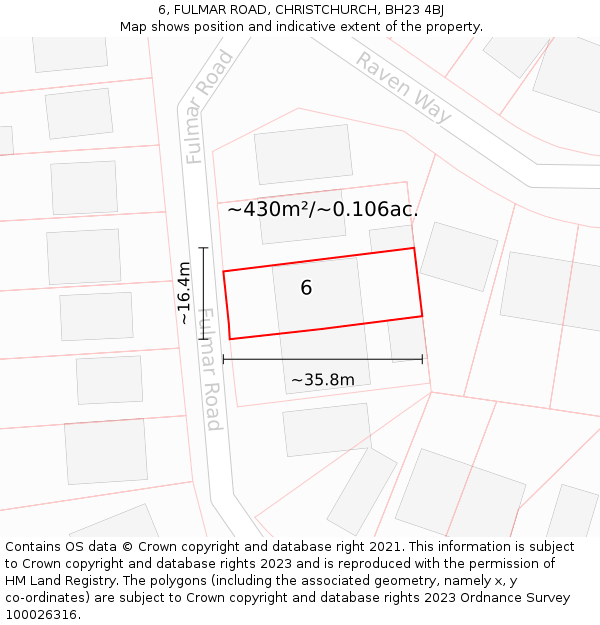 6, FULMAR ROAD, CHRISTCHURCH, BH23 4BJ: Plot and title map