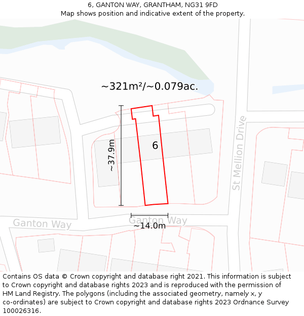 6, GANTON WAY, GRANTHAM, NG31 9FD: Plot and title map