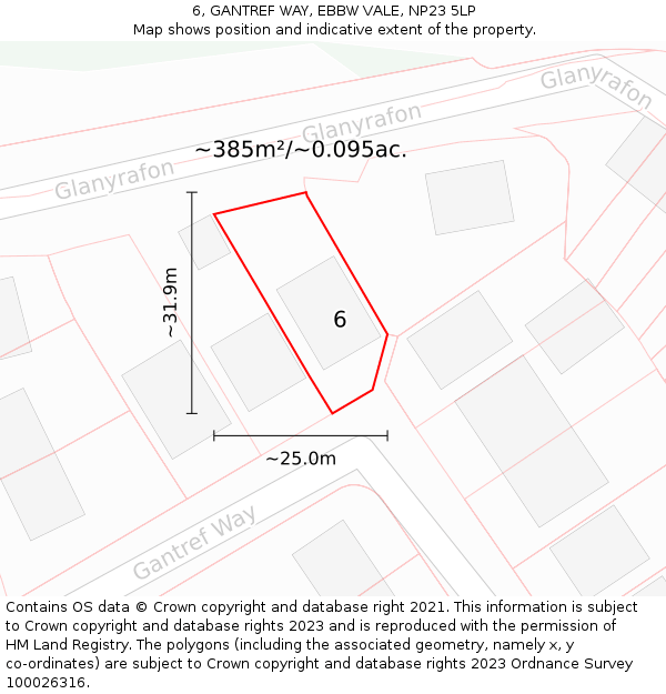 6, GANTREF WAY, EBBW VALE, NP23 5LP: Plot and title map