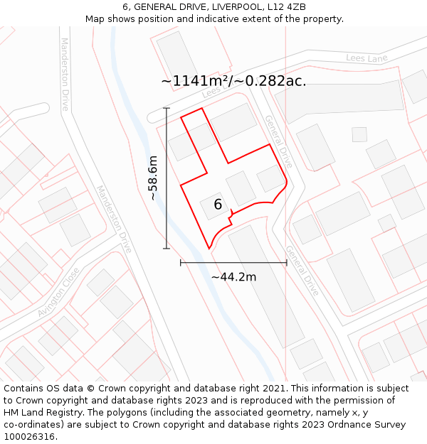 6, GENERAL DRIVE, LIVERPOOL, L12 4ZB: Plot and title map