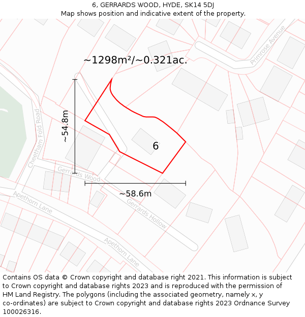 6, GERRARDS WOOD, HYDE, SK14 5DJ: Plot and title map