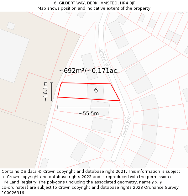 6, GILBERT WAY, BERKHAMSTED, HP4 3JF: Plot and title map