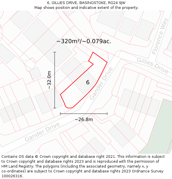 6, GILLIES DRIVE, BASINGSTOKE, RG24 9JW: Plot and title map