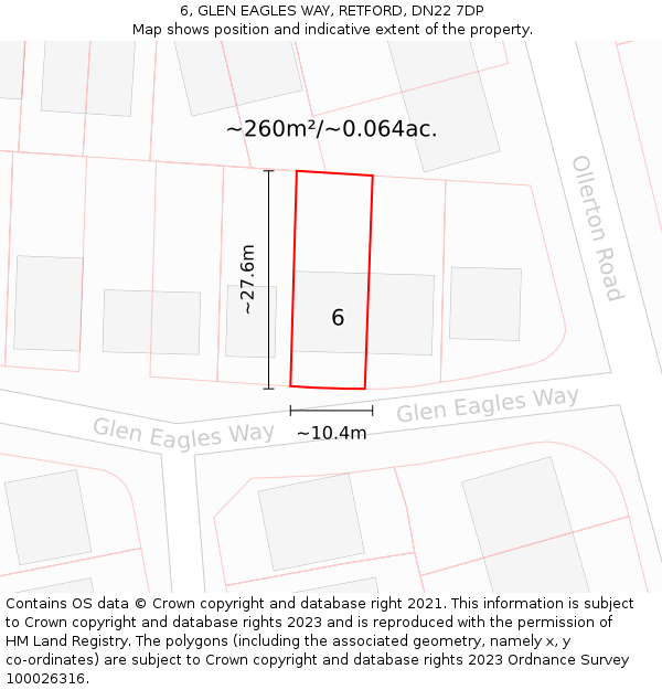 6, GLEN EAGLES WAY, RETFORD, DN22 7DP: Plot and title map