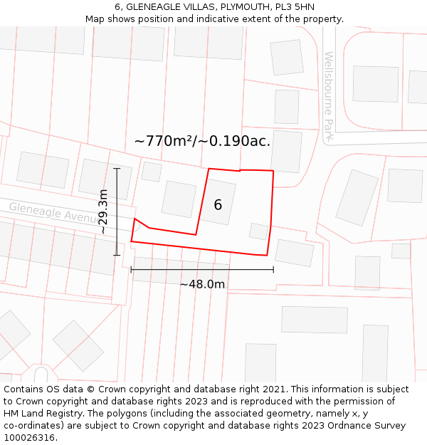 6, GLENEAGLE VILLAS, PLYMOUTH, PL3 5HN: Plot and title map