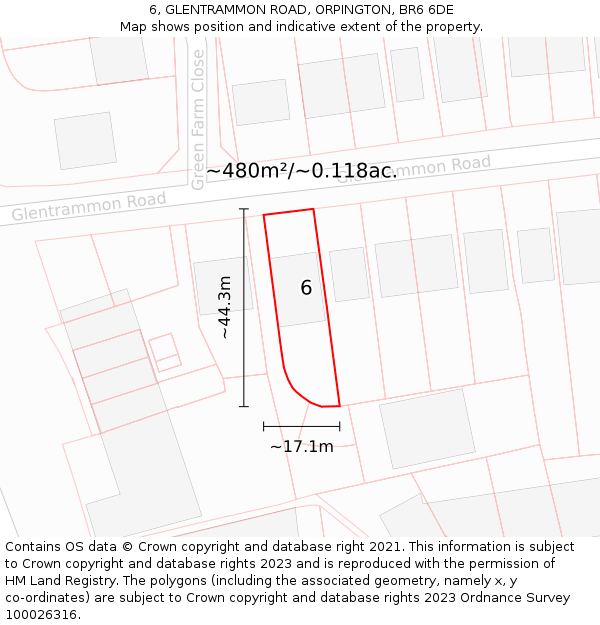 6, GLENTRAMMON ROAD, ORPINGTON, BR6 6DE: Plot and title map