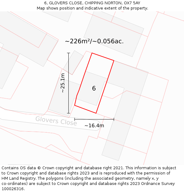 6, GLOVERS CLOSE, CHIPPING NORTON, OX7 5AY: Plot and title map