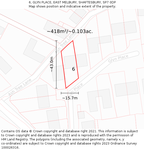 6, GLYN PLACE, EAST MELBURY, SHAFTESBURY, SP7 0DP: Plot and title map