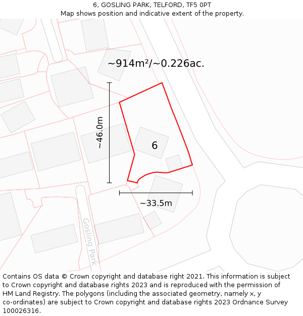 6, GOSLING PARK, TELFORD, TF5 0PT: Plot and title map
