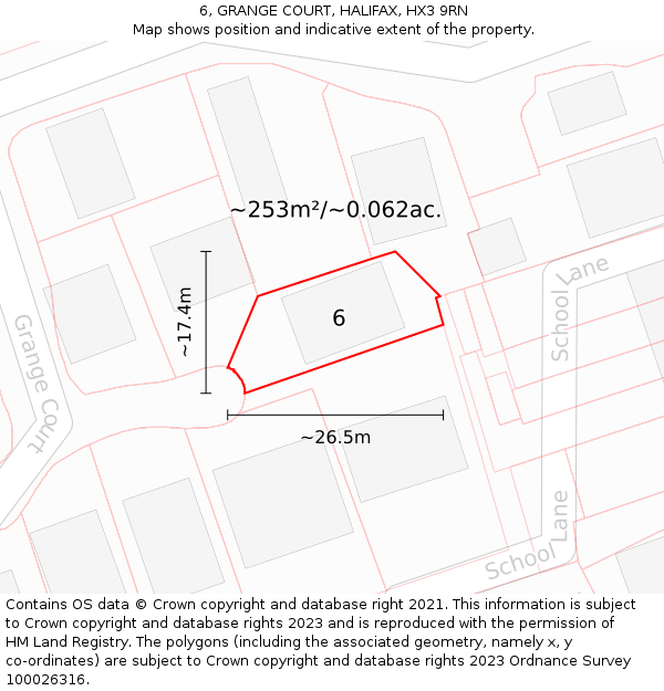 6, GRANGE COURT, HALIFAX, HX3 9RN: Plot and title map