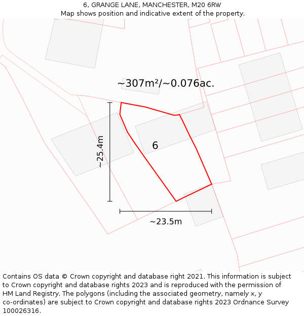 6, GRANGE LANE, MANCHESTER, M20 6RW: Plot and title map