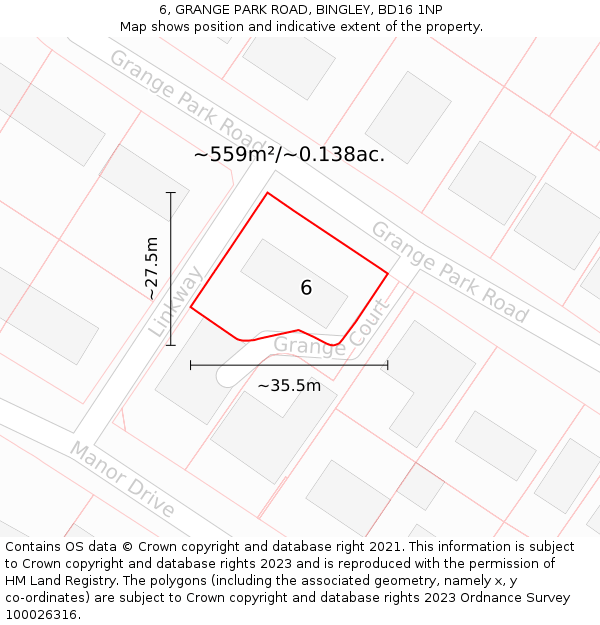 6, GRANGE PARK ROAD, BINGLEY, BD16 1NP: Plot and title map