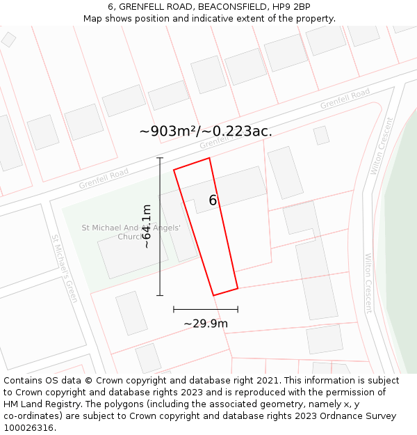 6, GRENFELL ROAD, BEACONSFIELD, HP9 2BP: Plot and title map